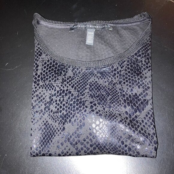 WHBM BLACK TEXTURED SHORT SLEEVED TEE with BANDED COLLAR SIZE XXS - Picture 3 of 14